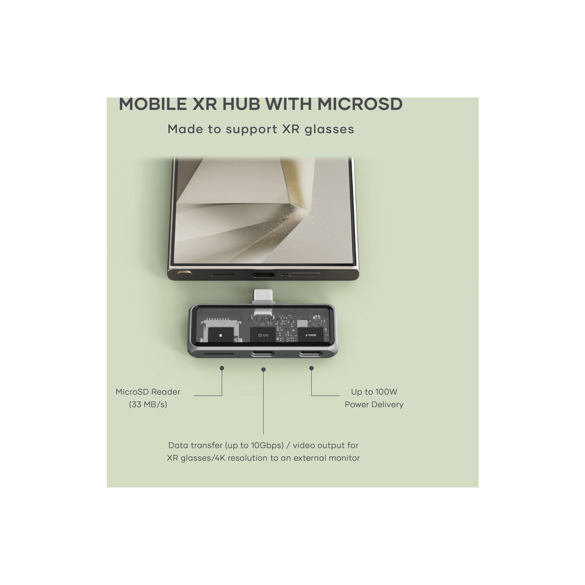 Satechi Mobile XR Hub with  dual USB-C and microSD - Space Gray