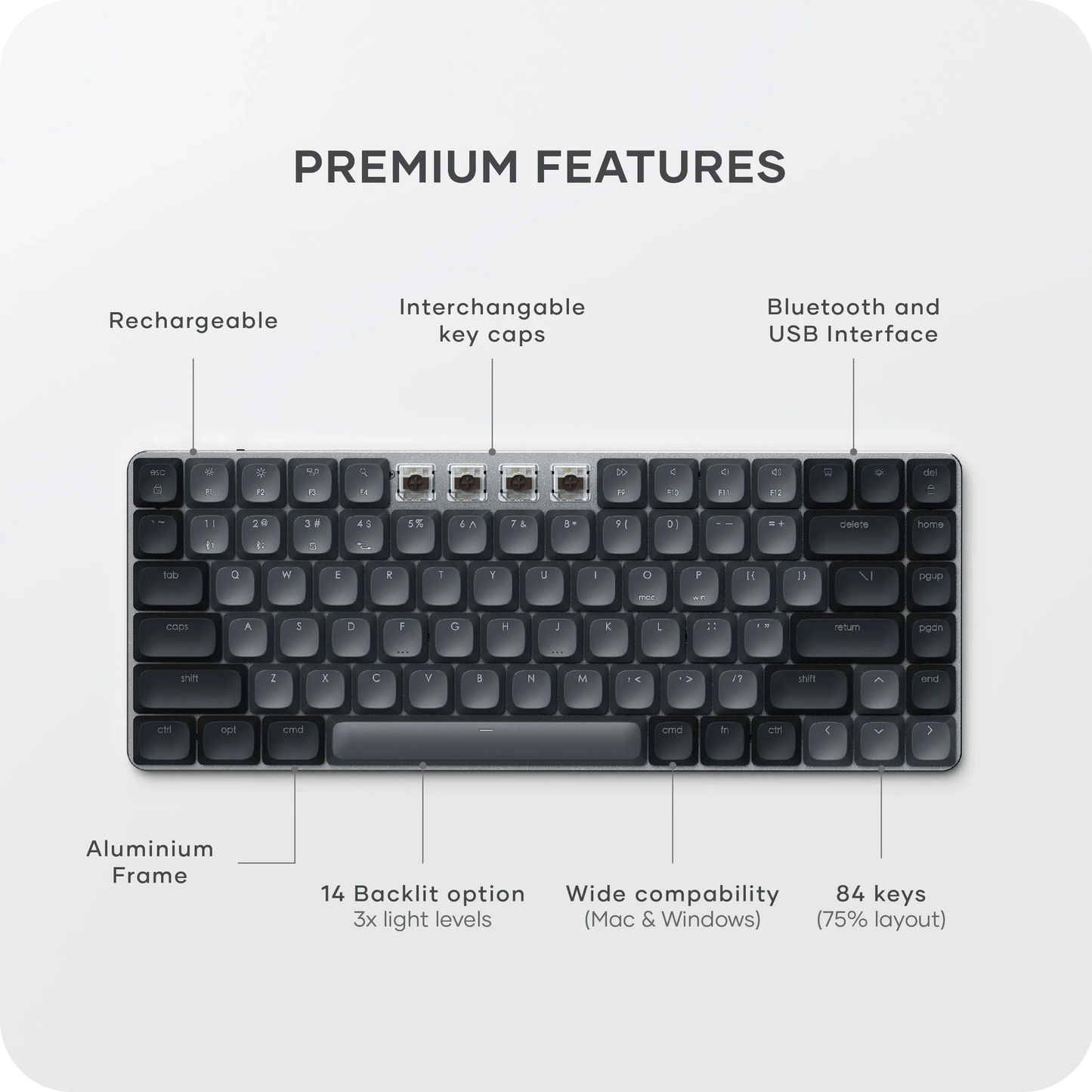 Satechi SM1 Slim Mechanical Backlit Bluetooth Keyboard - Black