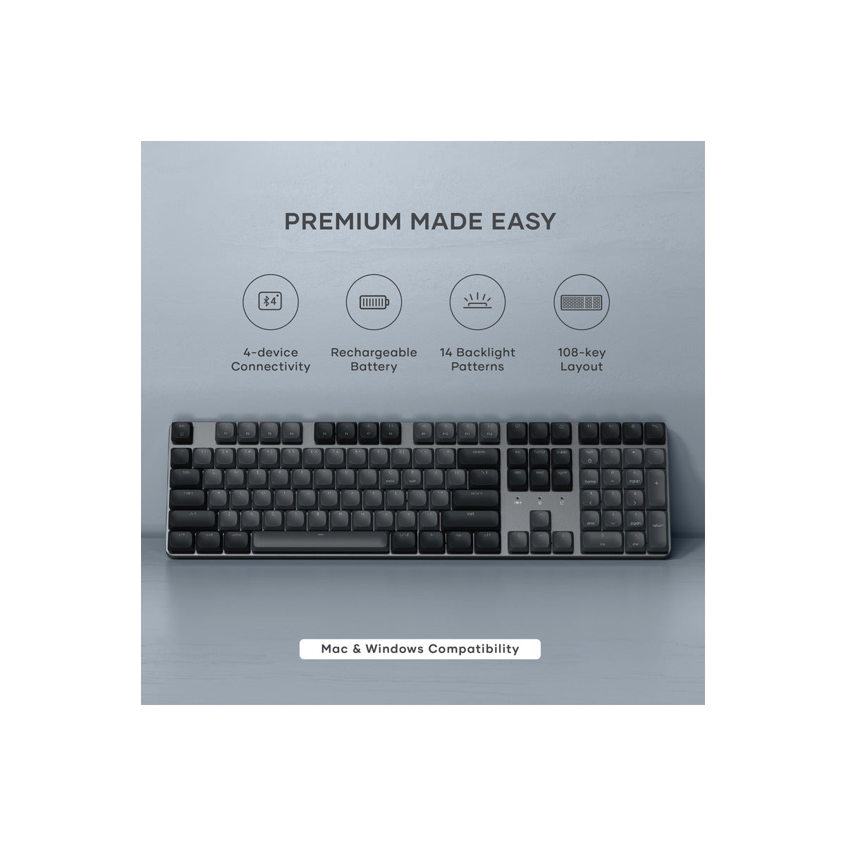 Satechi SM3 Slim Mechanical Backlit Bluetooth Keyboard (Dark) - US- Dark