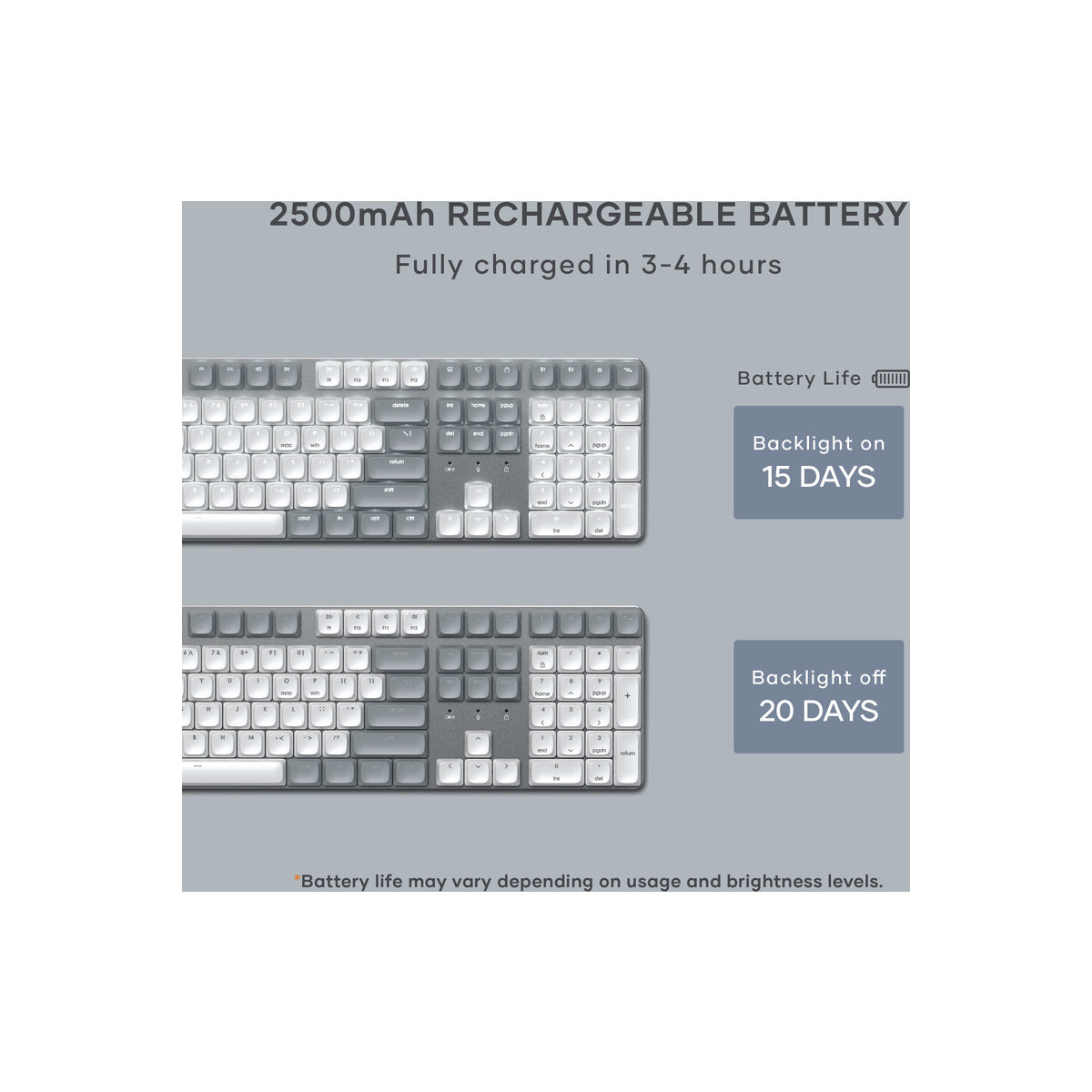 Satechi SM3 Slim Mechanical Backlit Bluetooth Keyboard (Light) - US - Light