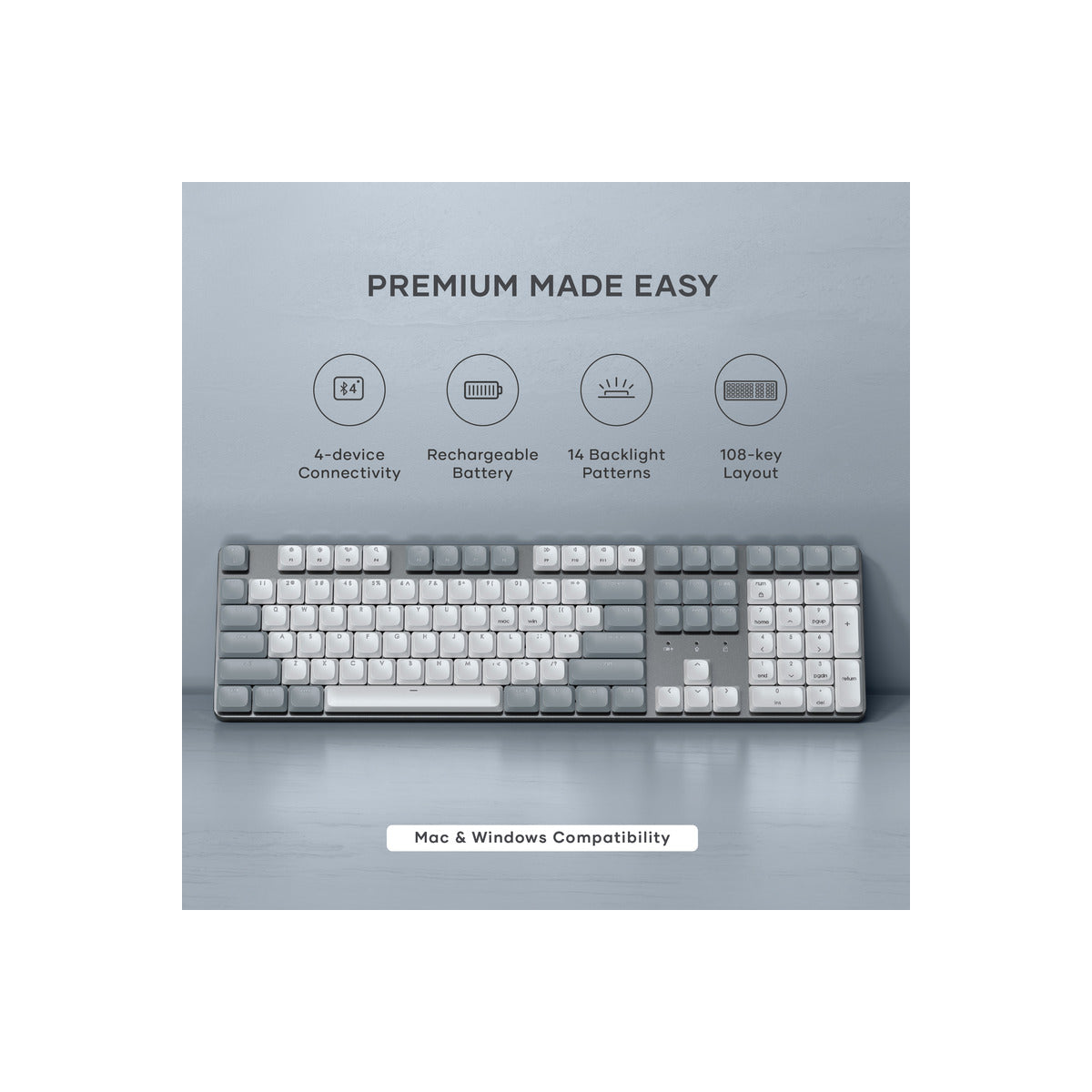 Satechi SM3 Slim Mechanical Backlit Bluetooth Keyboard (Light) - US - Light