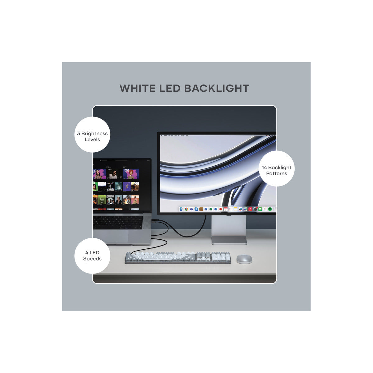 Satechi SM3 Slim Mechanical Backlit Bluetooth Keyboard (Light) - US - Light