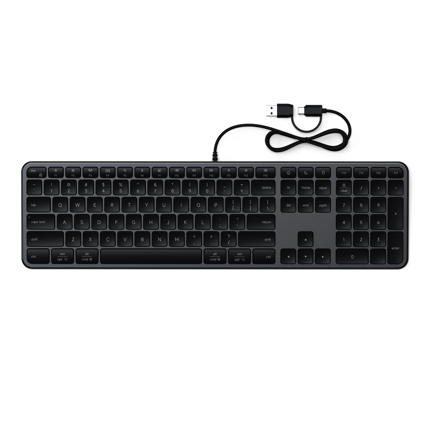 Satechi Slim LX3 Wired Keyboard - US English - Space Black - iSTYLE.bg