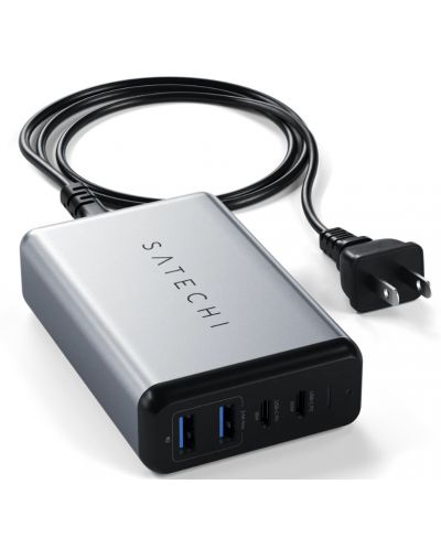 Satechi 75W Dual Type-C PD Travel Charger (2x USB-A,1x USB-C PD 18W,1x USB-C PD 60W) - Space Grey
