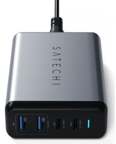 Satechi 75W Dual Type-C PD Travel Charger (2x USB-A,1x USB-C PD 18W,1x USB-C PD 60W) - Space Grey