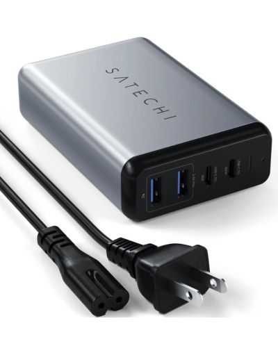 Satechi 75W Dual Type-C PD Travel Charger (2x USB-A,1x USB-C PD 18W,1x USB-C PD 60W) - Space Grey