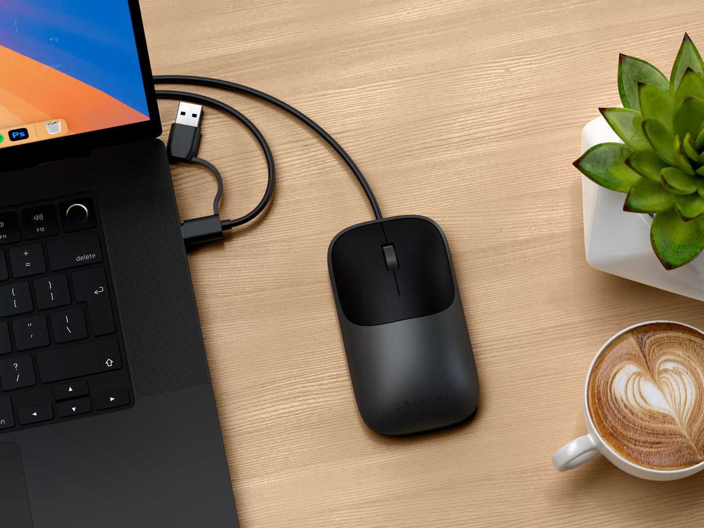 Satechi Slim LX Wired Mouse - Space Black