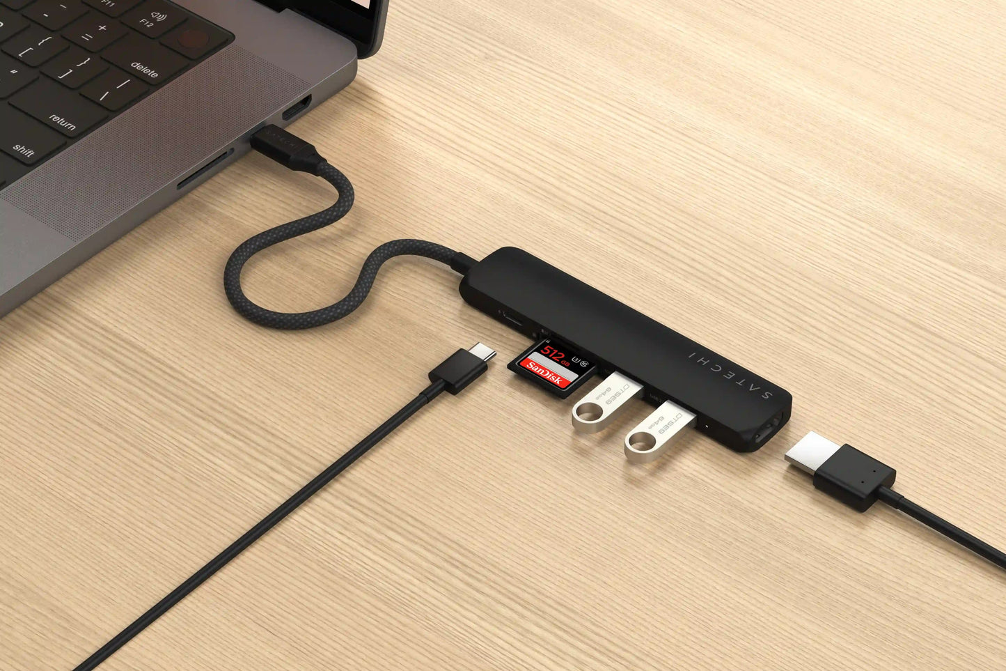Satechi 6-in-1 USB-C Slim Multiport Adapter - Black