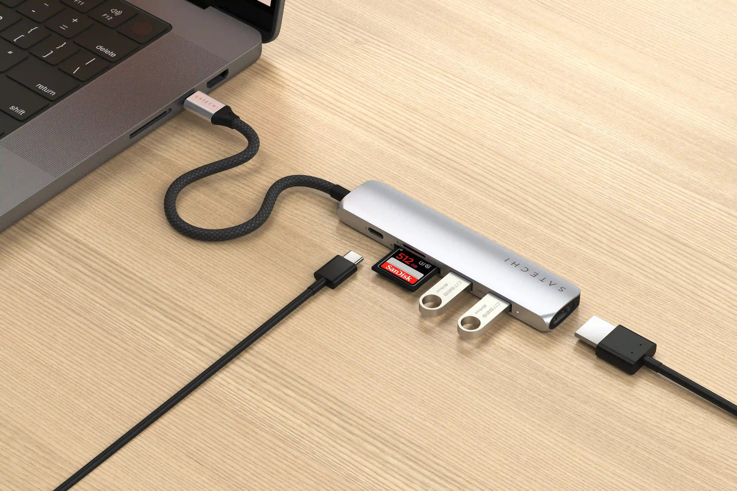 Satechi 6-in-1 USB-C Slim Multiport Adapter - Silver