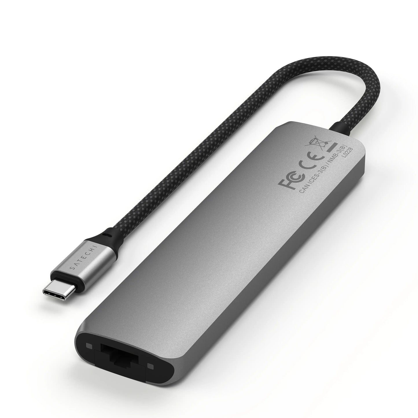 Satechi 7-in-1 USB-C Slim Multiport Adapter with Ethernet - Space Grey