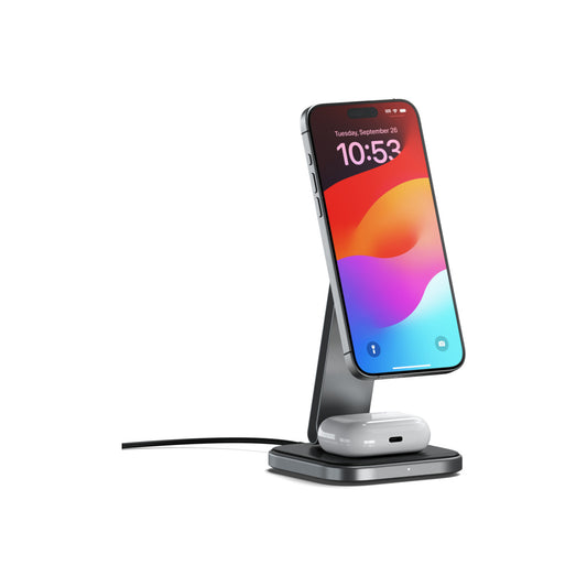 Satechi 2-in-1 Foldable Qi2 Wireless Charging Stand - Space Gray - iSTYLE.bg