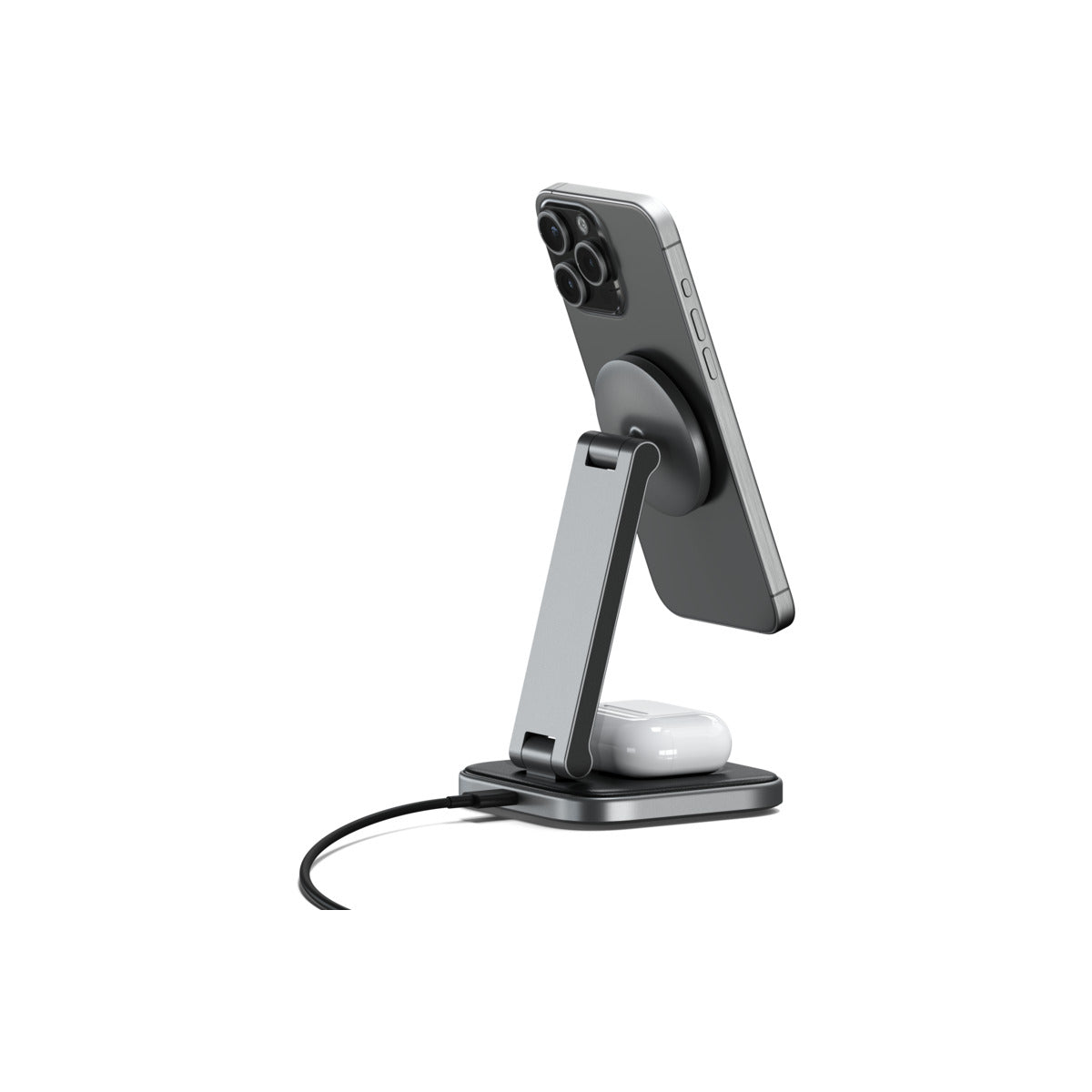 Satechi 2-in-1 Foldable Qi2 Wireless Charging Stand - Space Gray - iSTYLE.bg