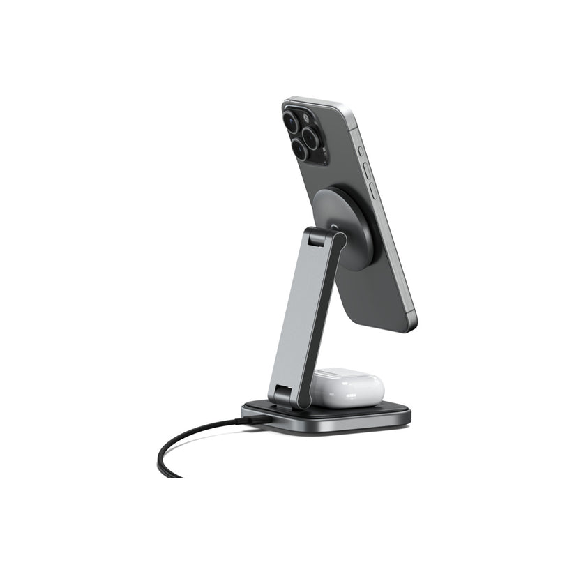 Satechi 2-in-1 Foldable Qi2 Wireless Charging Stand - Space Gray - iSTYLE.bg