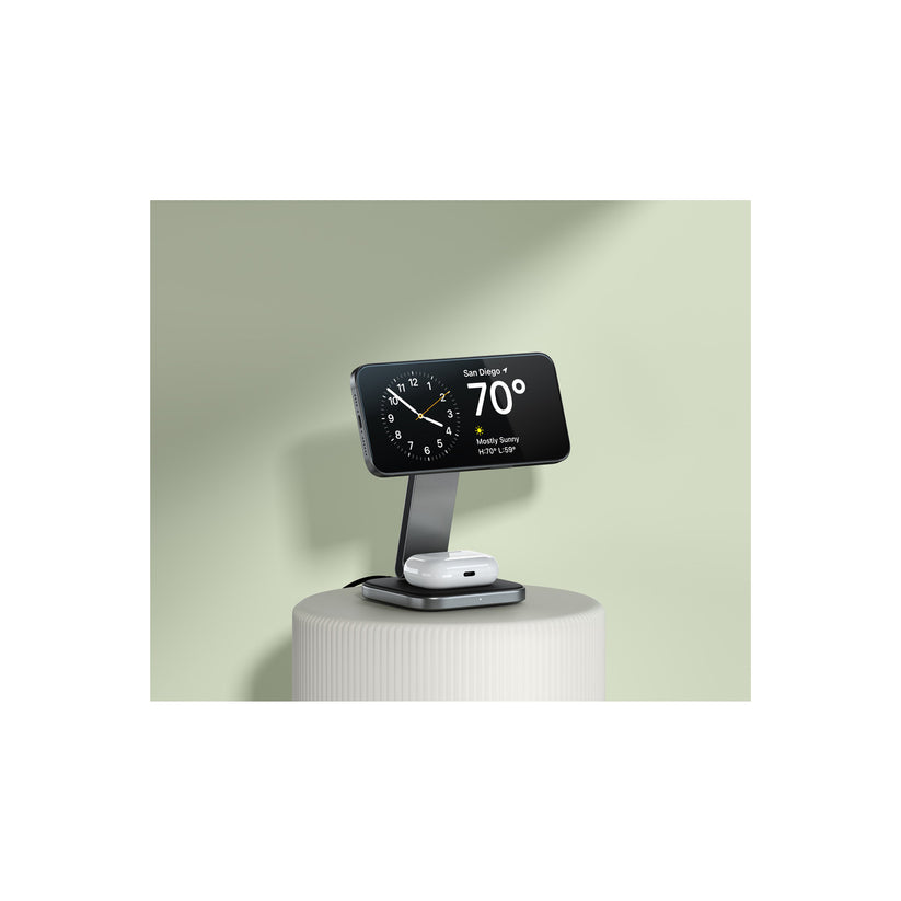 Satechi 2-in-1 Foldable Qi2 Wireless Charging Stand - Space Gray - iSTYLE.bg