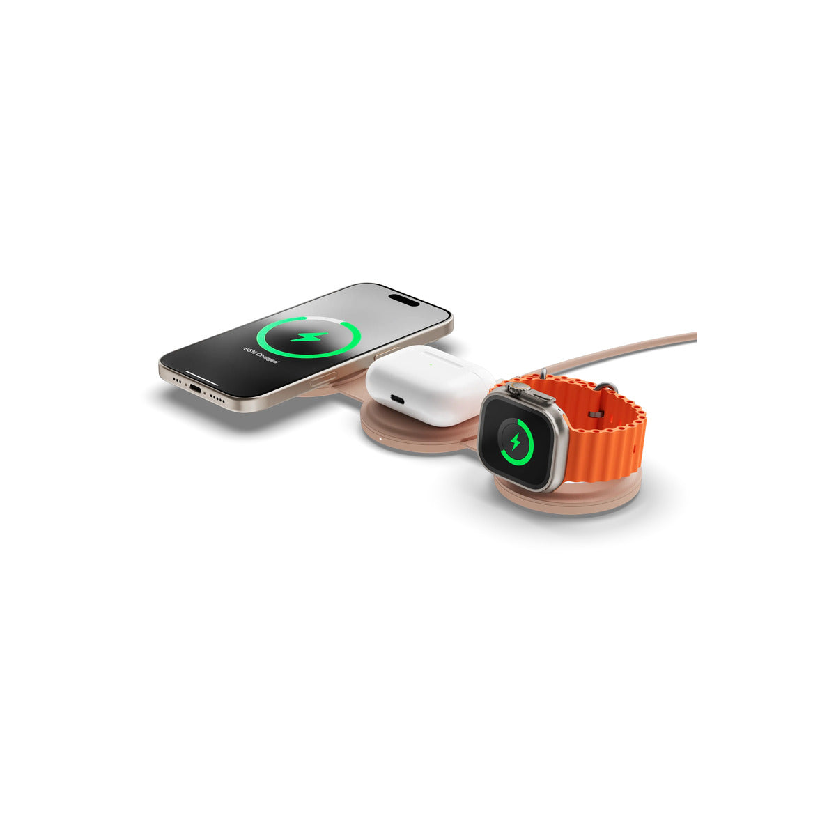 Satechi OntheGo 3-in-1 Wireless Charger - Desert Rose