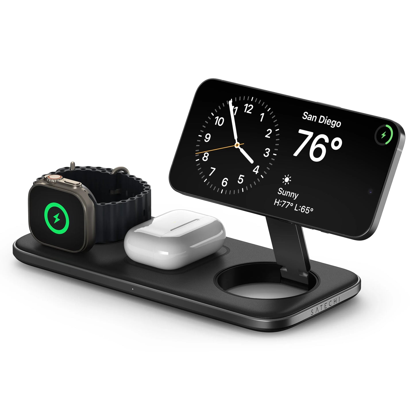 Satechi Qi2 Trio Wireless Charging Pad - with Type A,C,G plugs - Space gray