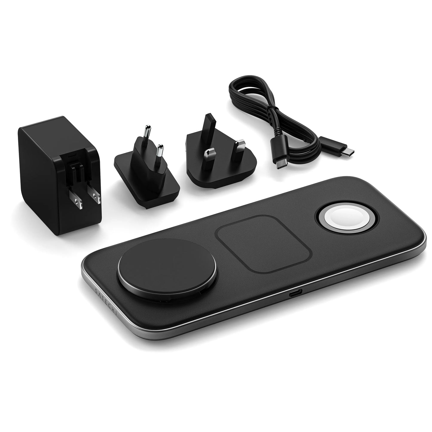 Satechi Qi2 Trio Wireless Charging Pad - with Type A,C,G plugs - Space gray