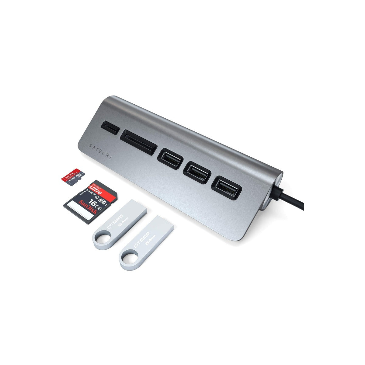 Satechi Aluminium Type-C USB Hub (3x USB 3.0,MicroSD) - Space Grey