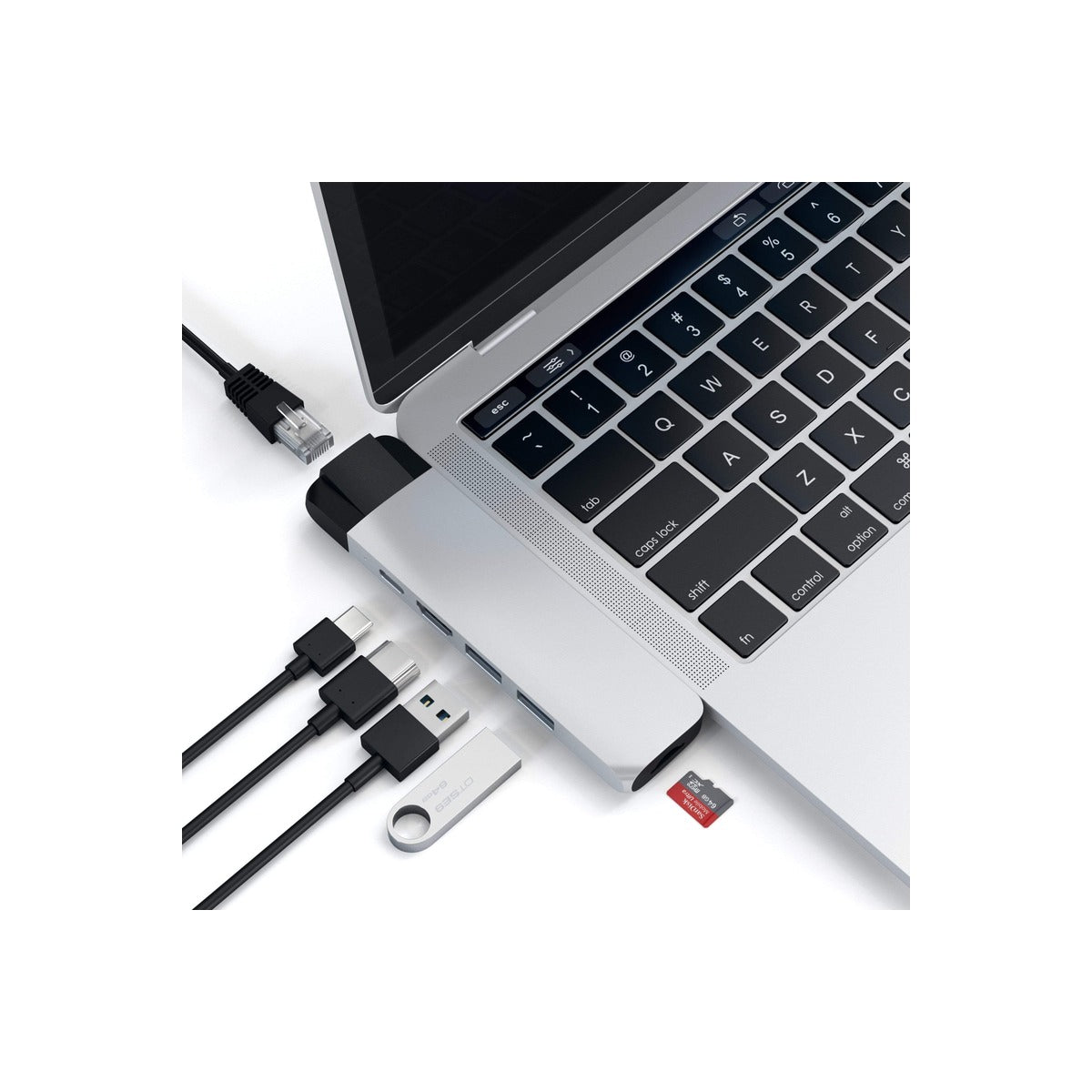 Satechi Aluminium Type-C PRO Hub (HDMI 4K,PassThroughCharging,1x USB3.0,1xSD,Ethernet) - Silver - iSTYLE.bg