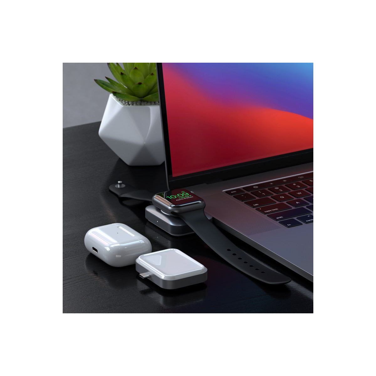 Satechi USB-C 2 in 1 Wireless charging dock for Apple watch and Airpods - Silver