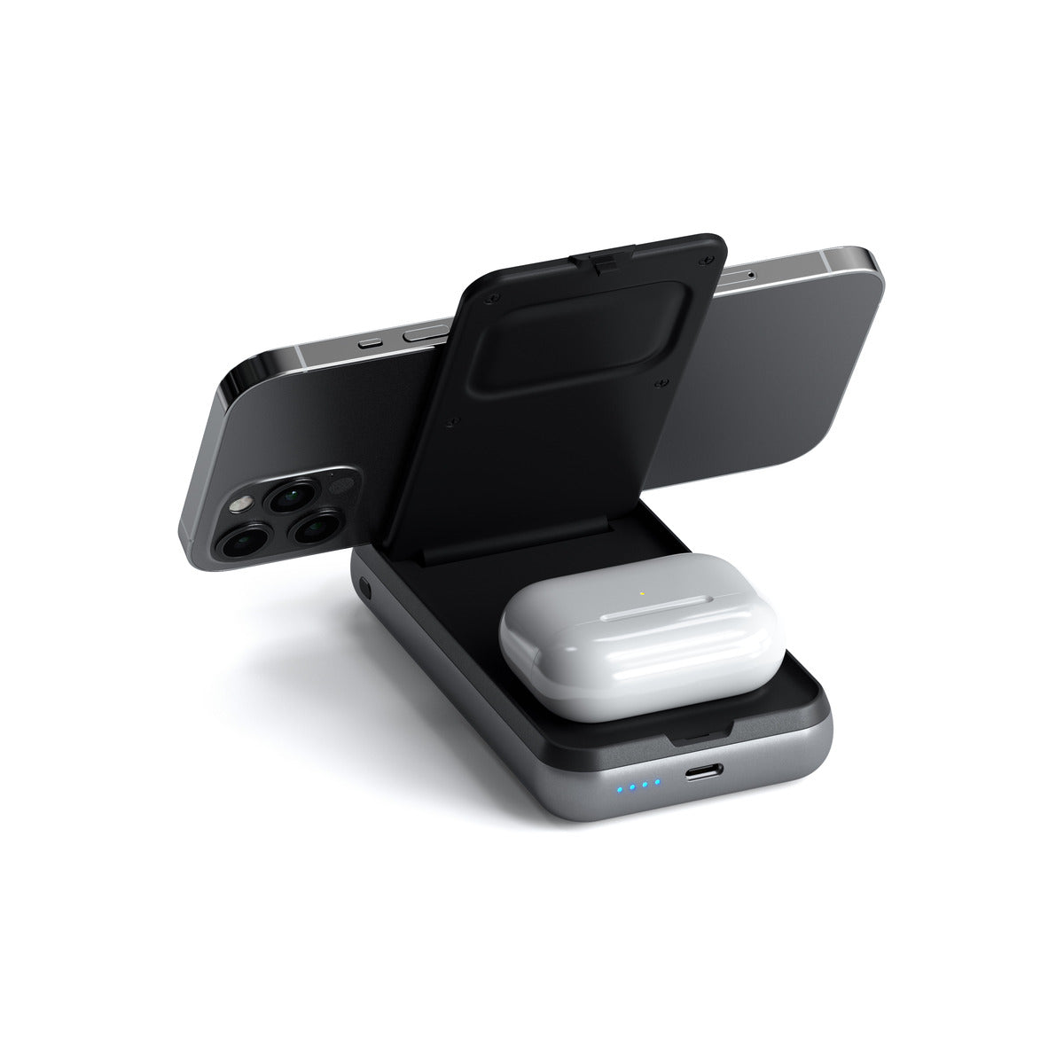 Satechi Duo Wireless Charger Power Bank Stand 10000 mAh Stand (Powerbank based for iPhone & Airpods) - Space Grey - iSTYLE.bg