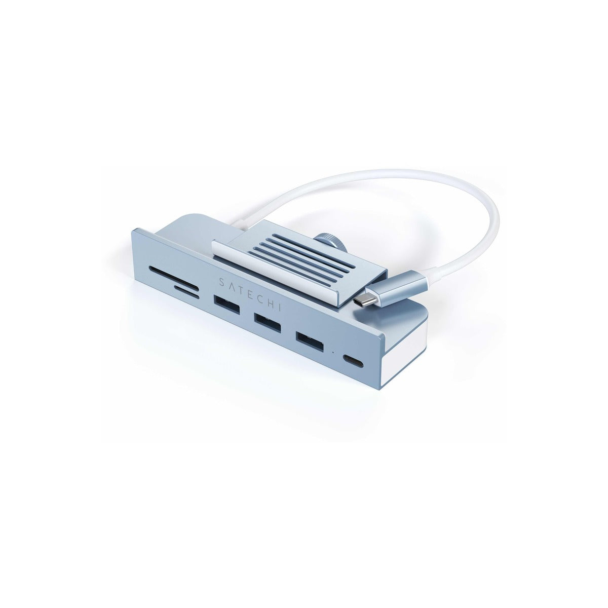 Satechi USB-C Clamp Hub iMac 24inch (2021) / (1x USB-C up to 5 Gbps,3x USB-A 3.0 up to 5 Gbps, inc. Apple S.Drive Micro/SD) - Blue