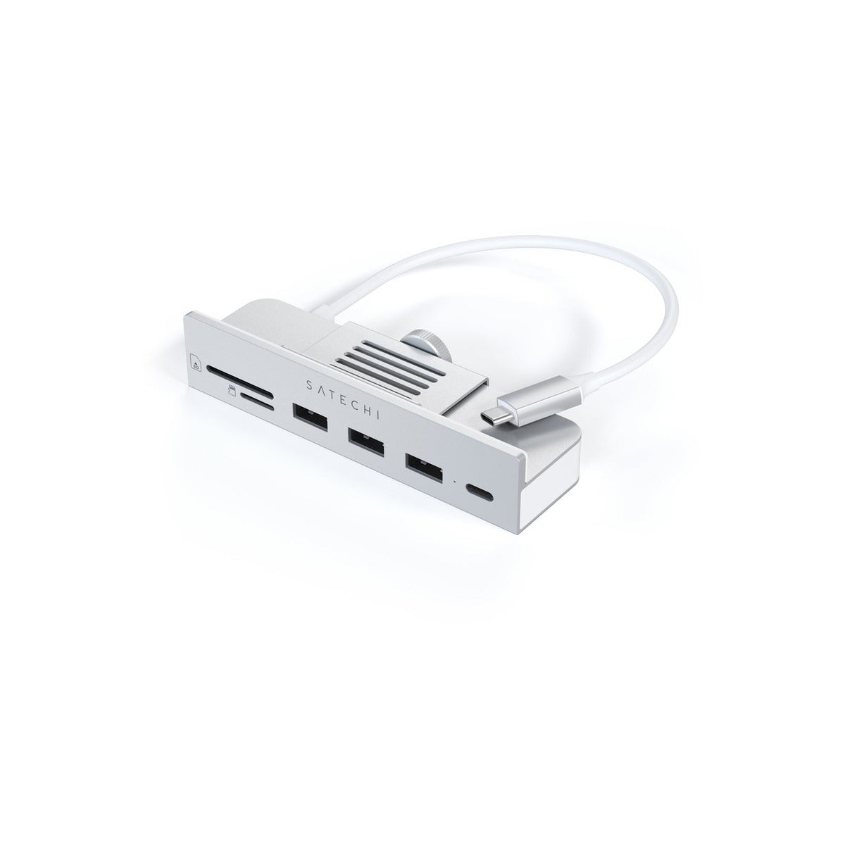 Satechi USB-C Clamp Hub iMac 24inch (2021) / (1x USB-C up to 5 Gbps,3x USB-A 3.0 up to 5 Gbps, inc. Apple S.Drive Micro/SD) - Silver
