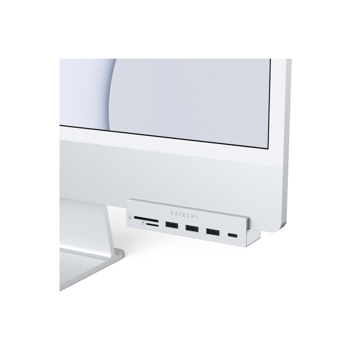 Satechi USB-C Clamp Hub iMac 24inch (2021) / (1x USB-C up to 5 Gbps,3x USB-A 3.0 up to 5 Gbps, inc. Apple S.Drive Micro/SD) - Silver