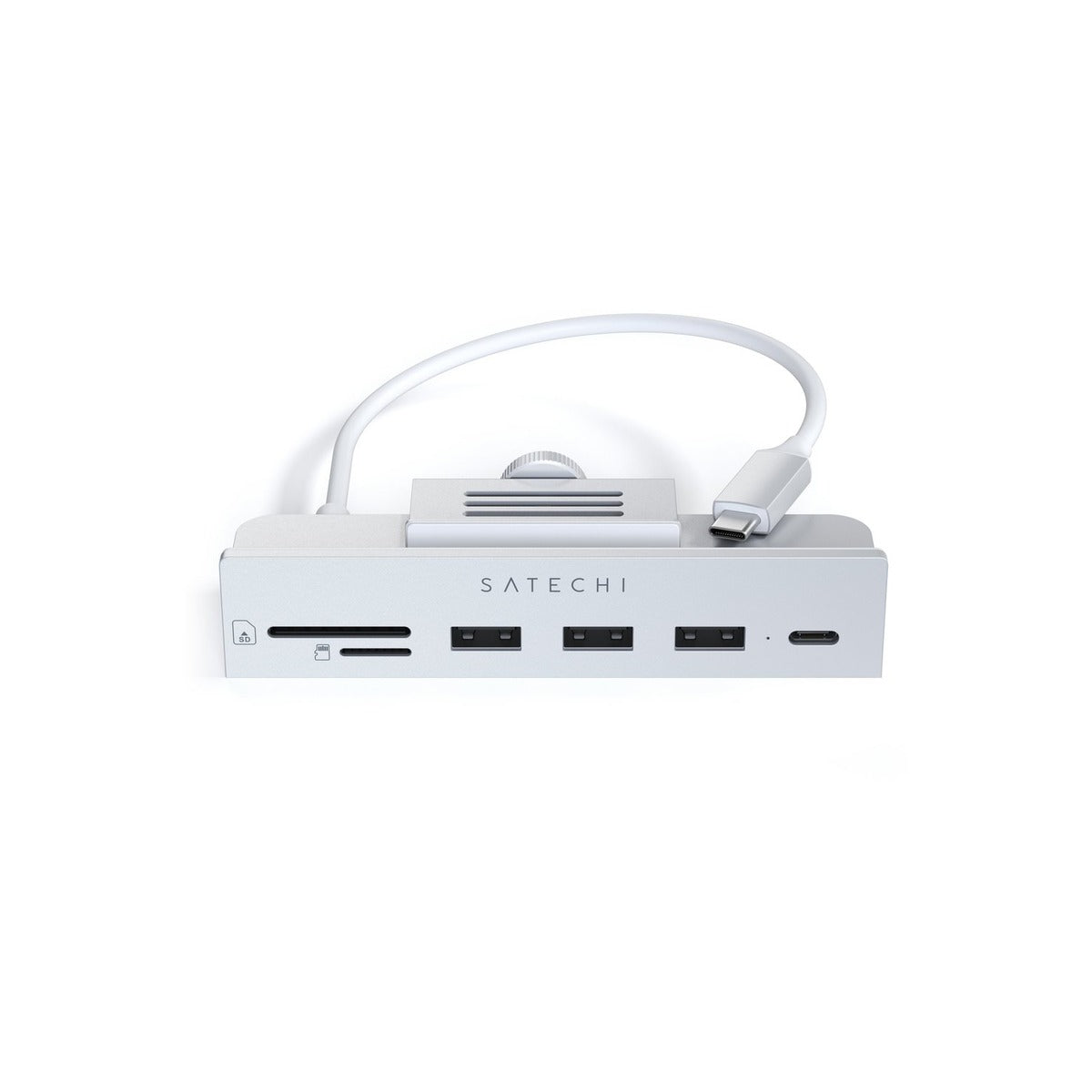 Satechi USB-C Clamp Hub iMac 24inch (2021) / (1x USB-C up to 5 Gbps,3x USB-A 3.0 up to 5 Gbps, inc. Apple S.Drive Micro/SD) - Silver
