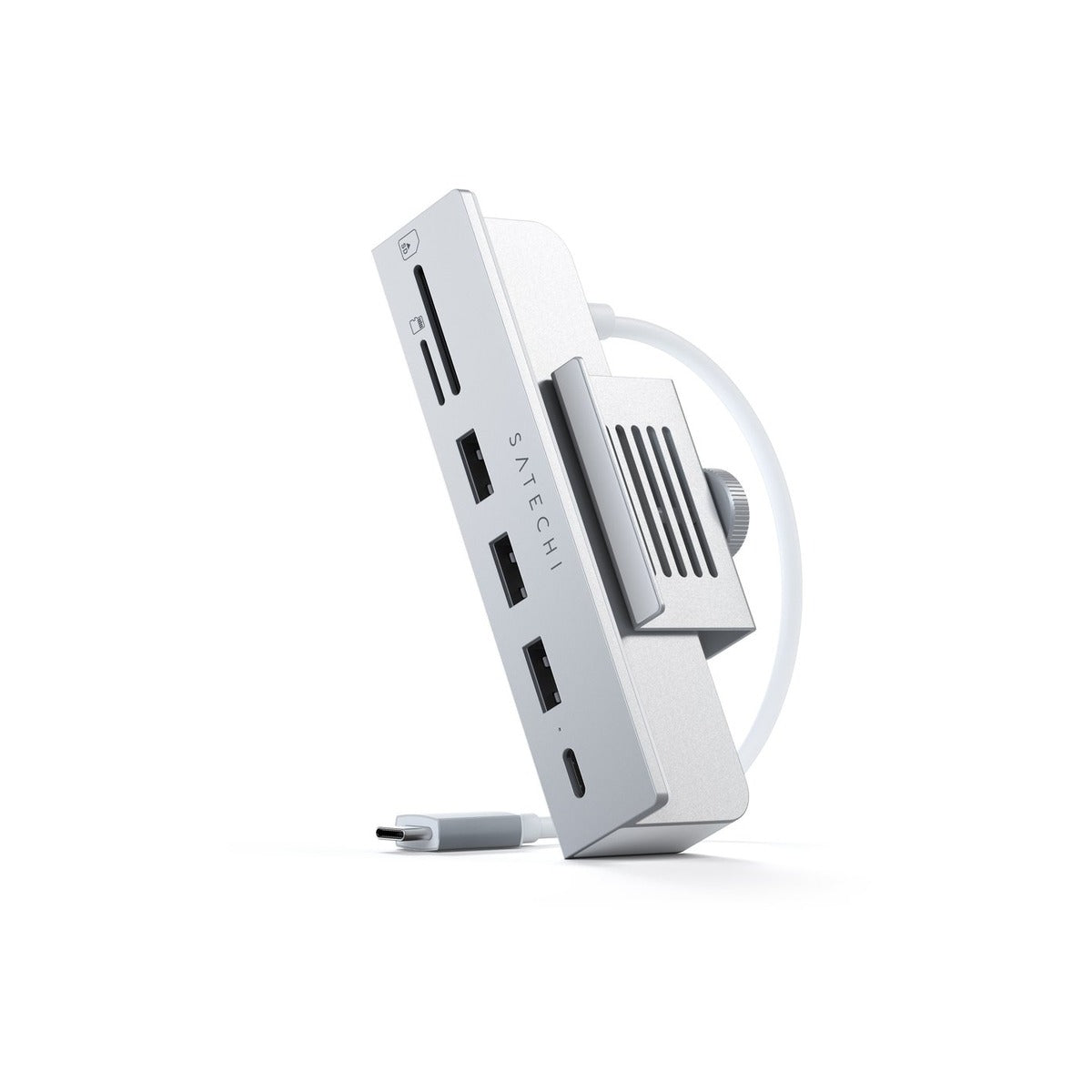 Satechi USB-C Clamp Hub iMac 24inch (2021) / (1x USB-C up to 5 Gbps,3x USB-A 3.0 up to 5 Gbps, inc. Apple S.Drive Micro/SD) - Silver