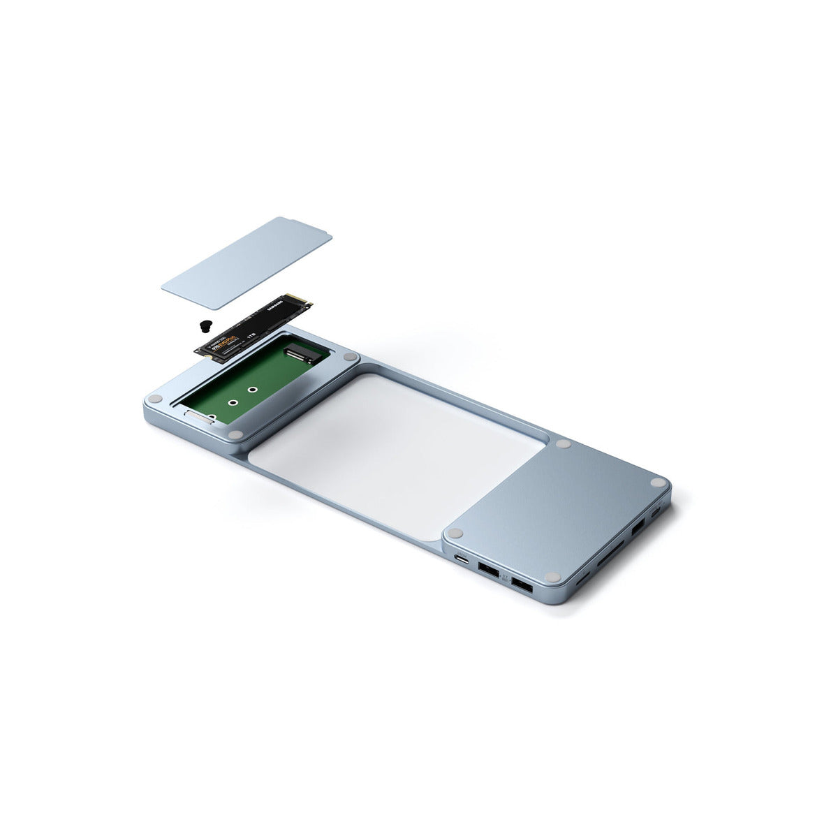 USB-C докинг станция за 24-инчов iMac с NVMe SSD слот от Satechi – синя