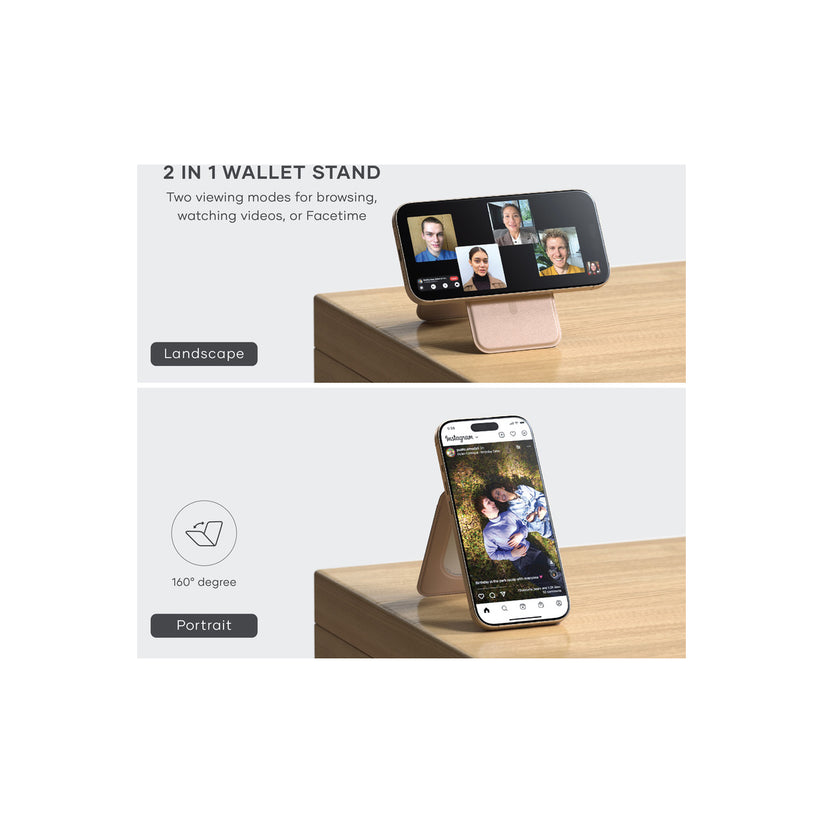 Satechi Vegan-Leather Magnetic Wallet Stand (iPhone 12/13/14/15 all models) - Desert Rose - iSTYLE.bg