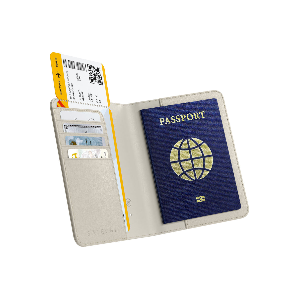 Satechi Vegan-Leather FindAll Passport Cover - Sand