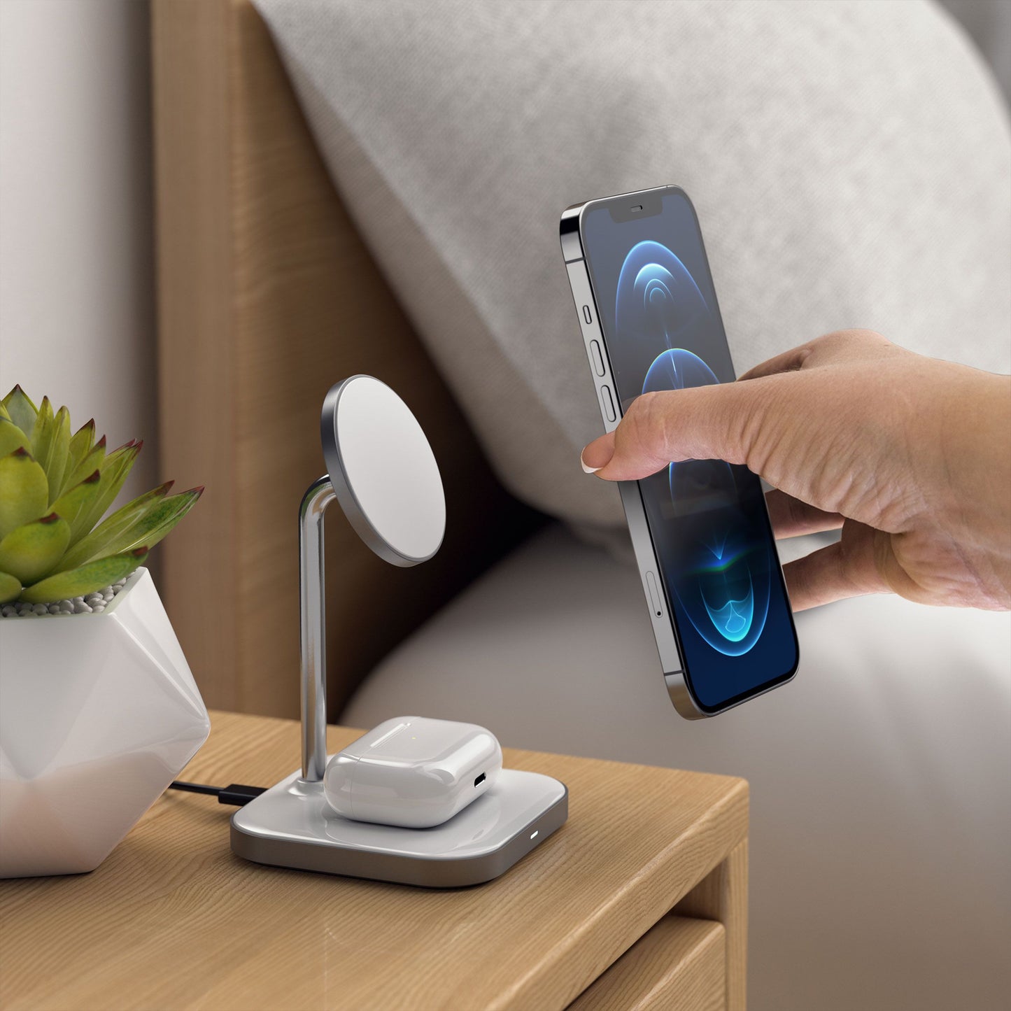 Satechi Aluminium 2-in-1 Magnetic Wireless Charging stand