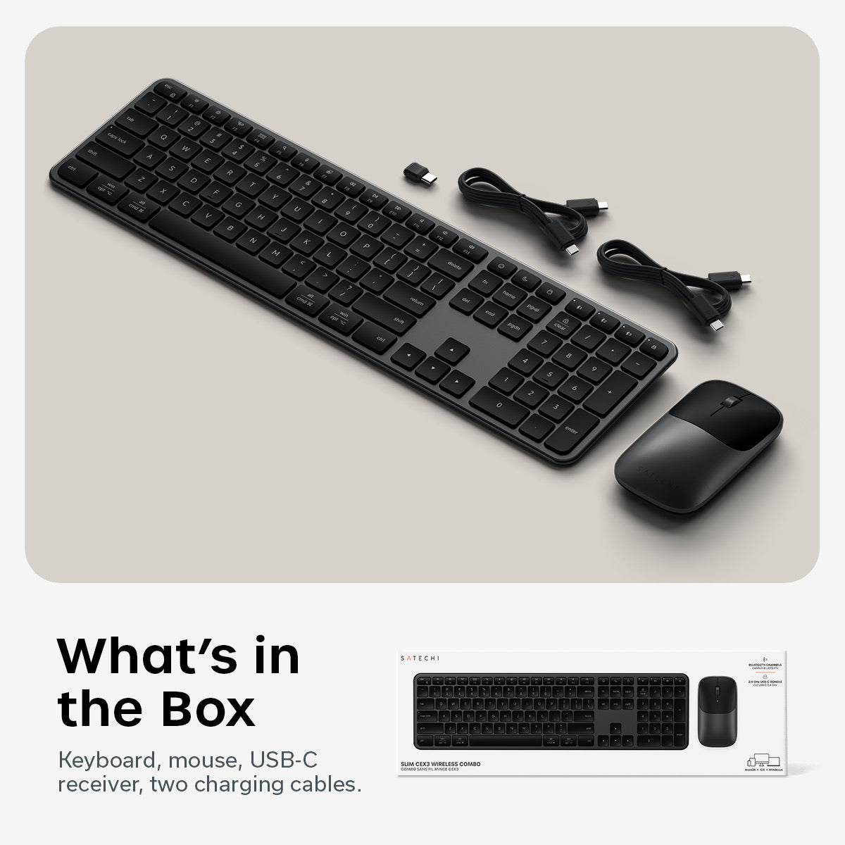 Satechi Slim CEX3 Wireless Combo ((Keyboard and Mouse) - US English - Space Black