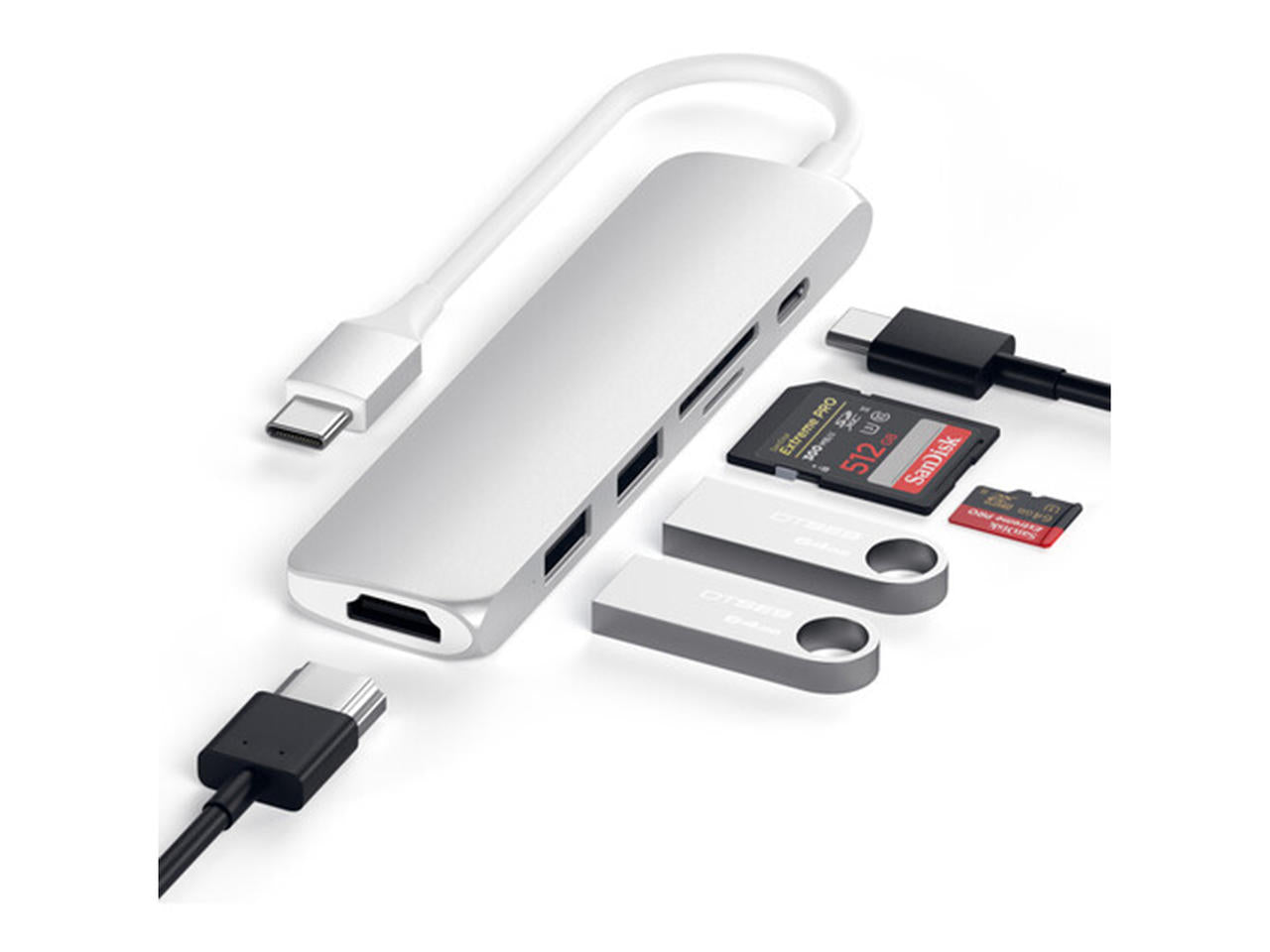 Satechi Type-C Slim Multimedia Adapter V2 - Silver