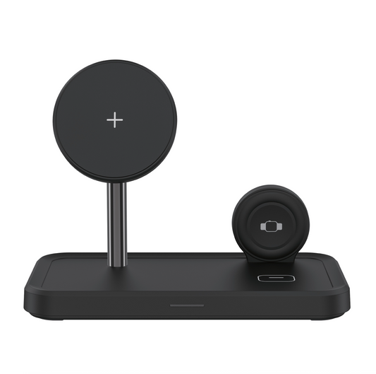 Dviced 3-in-1 magnetic wireless stand w cable, wall charger - Black