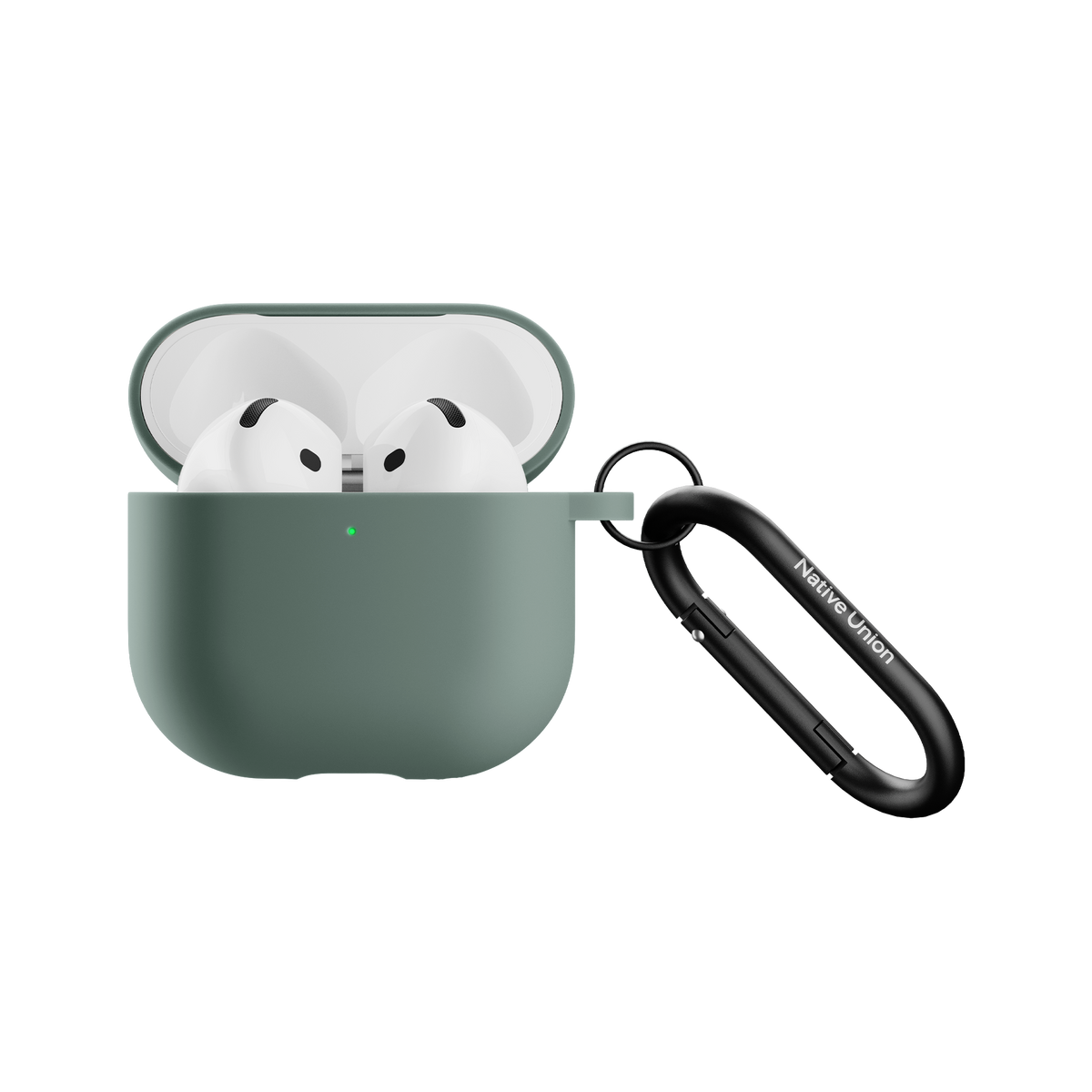 Native Union Active Case за AirPods 4 в цвят Slate Green - отворен калъф