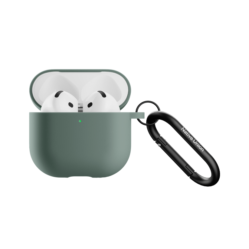 Native Union Active Case за AirPods 4 в цвят Slate Green - отворен калъф