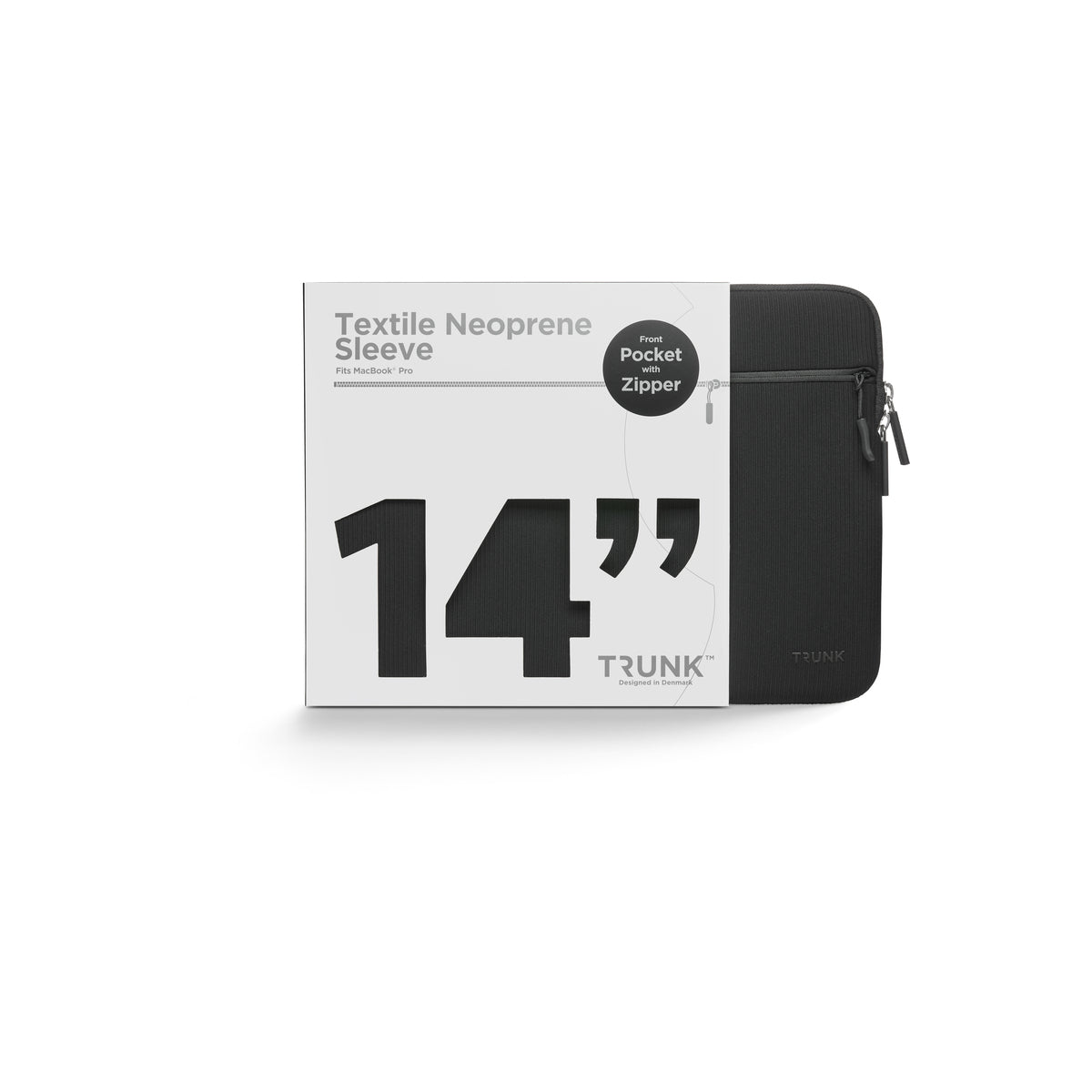 TRUNK 14" MacBook Textile sleeve with pocket Black