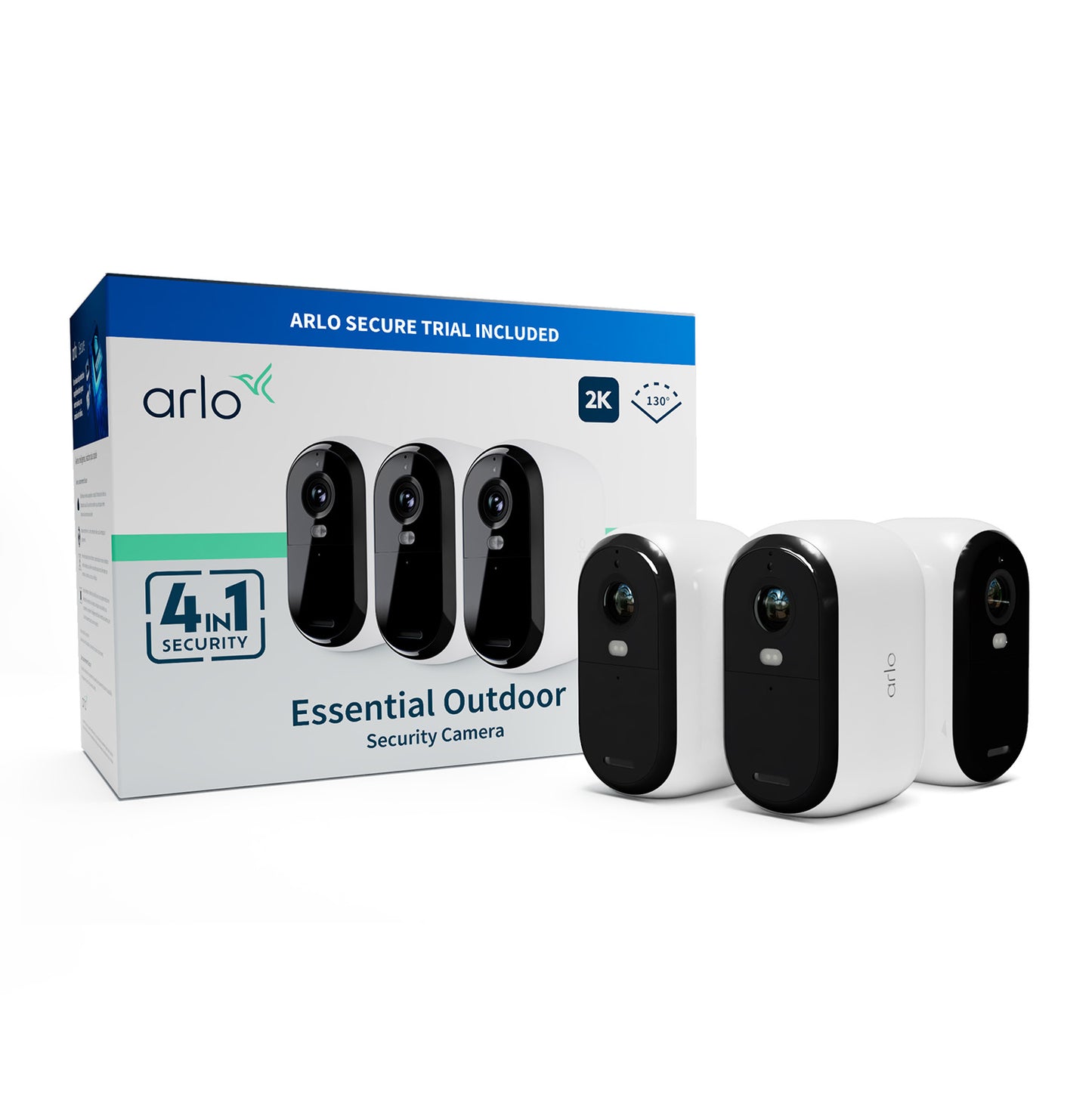 Arlo Essential (Gen.2) 2K Outdoor Security Camera - 3 Camera Kit - White