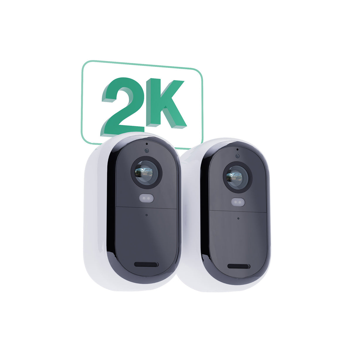 Arlo Essential (Gen.2) Bundle 2K Outdoor Security Camera - 2 Camera Kit + 2 Essential Solar Panel Charger - White