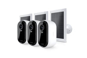 Arlo Essential (Gen.2) Bundle 2K Outdoor Security Camera - 3 Camera Kit + 3 Essential Solar Panel Charger - White