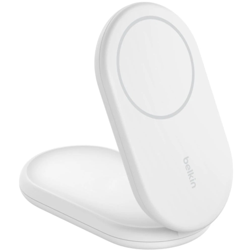Зарядна стойка със зарядно и кабел от Belkin - BOOSTCHARGE Qi2 - Бяла