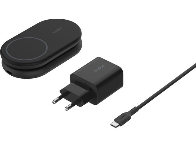 Зарядна стойка със зарядно и кабел от Belkin - BOOSTCHARGE Qi2 - черна