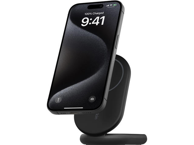 Зарядна стойка със зарядно и кабел от Belkin - BOOSTCHARGE Qi2 - черна
