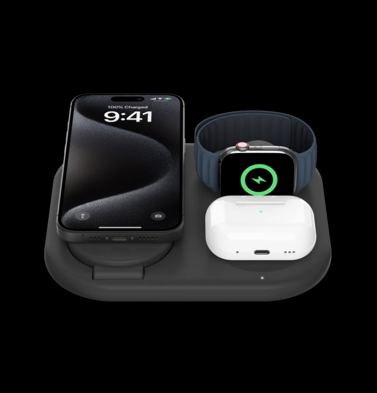 Belkin BOOSTCHARGE Qi2 15w Magnetic 3in1 Stand - Black