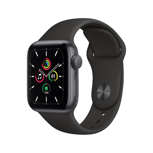 Apple Watch SE, 40мм Space Gray с черна силиконова каишка - iSTYLE BG