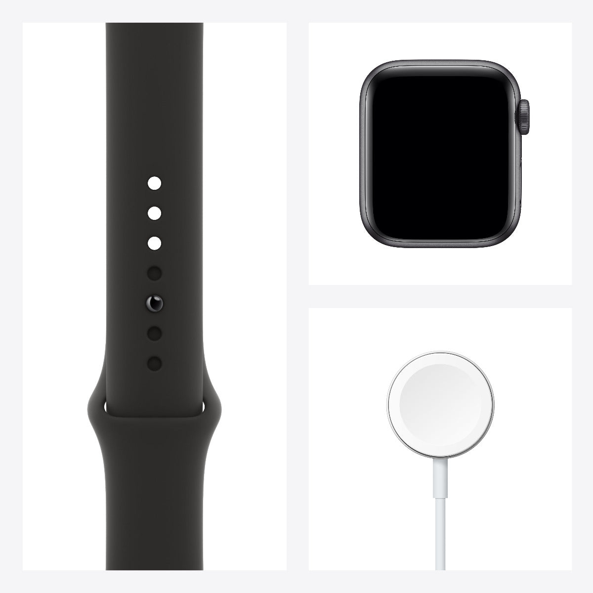 Apple Watch SE, 40мм Space Gray с черна силиконова каишка - iSTYLE BG