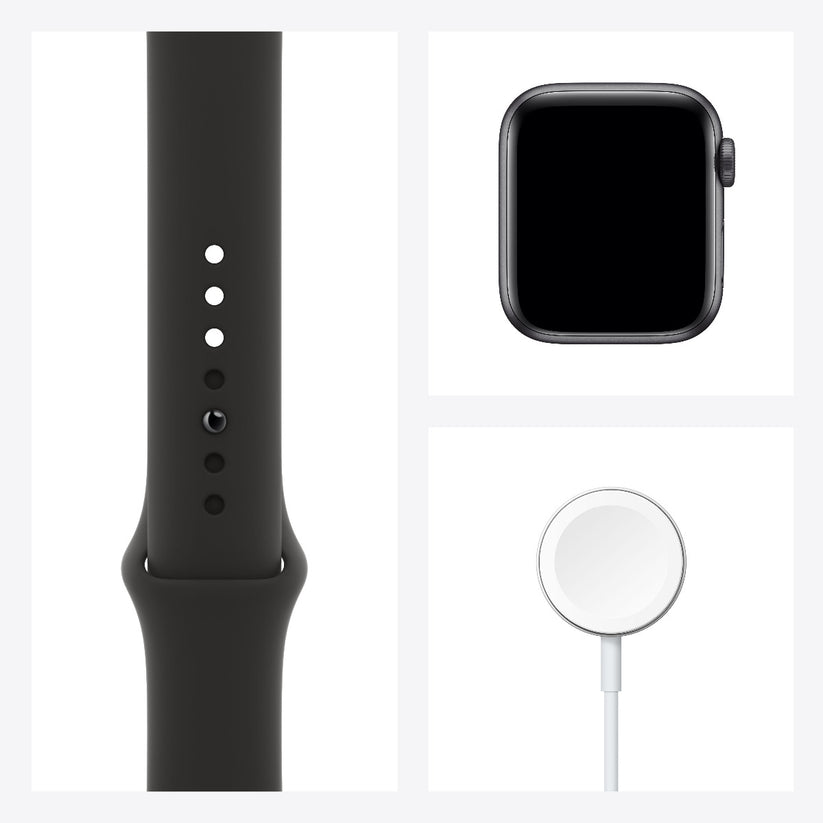 Apple Watch SE, 40мм Space Gray с черна силиконова каишка - iSTYLE BG